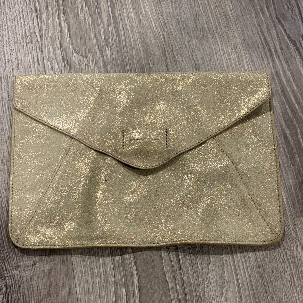 Gold Glitter Envelope Clutch